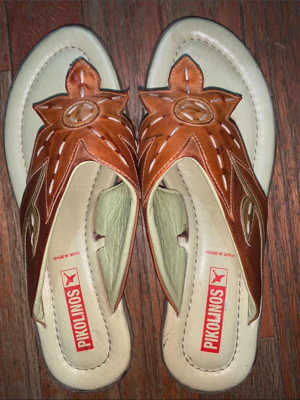 PIKOLINOS Brown Leather Star-Accent Slip-On Mules